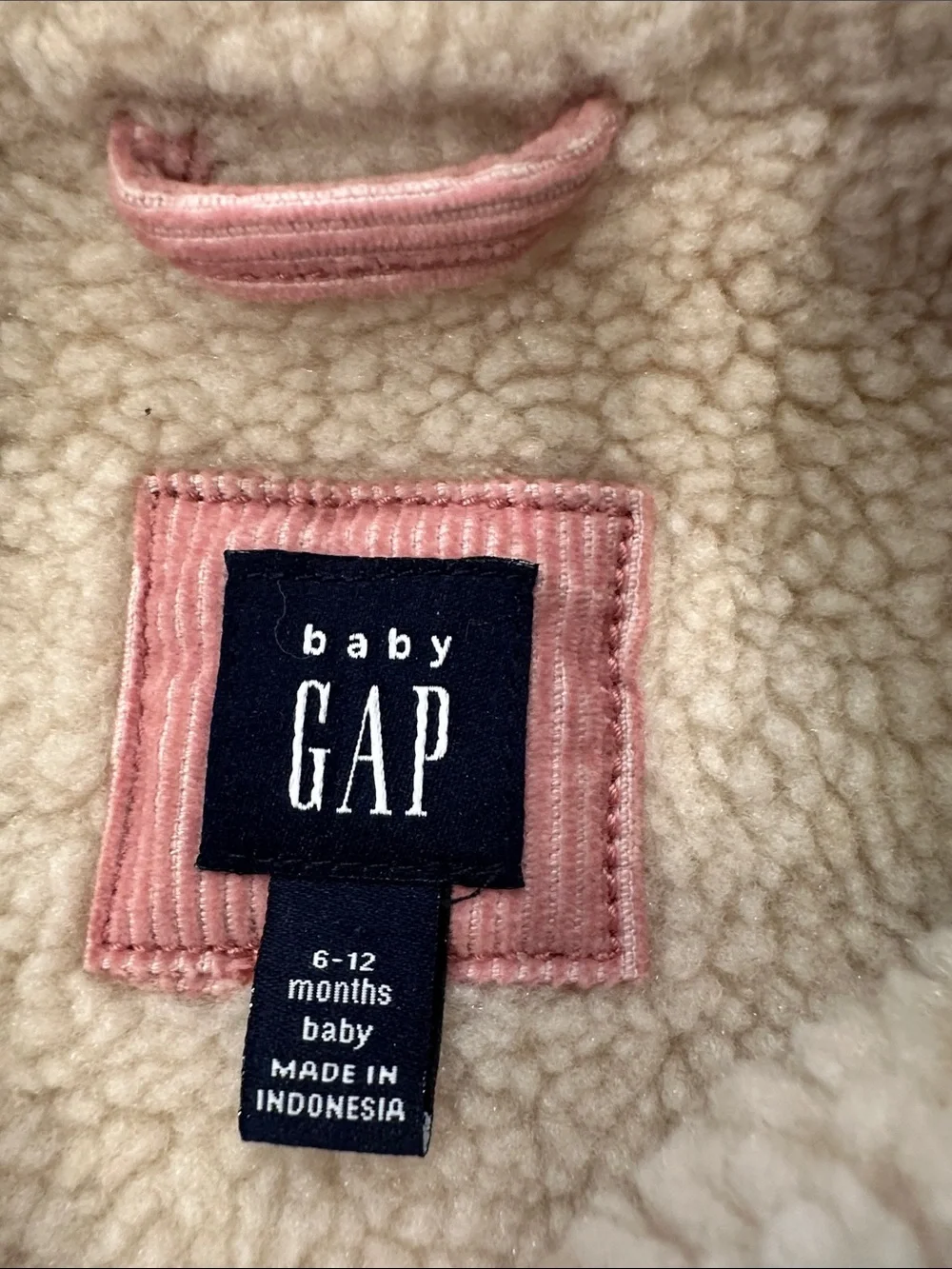 Baby Gap Pink Corduroy Sherpa Lined Trucker Jacket 6-12 Months Kids Coat